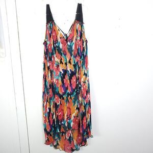 Allen B Dress Womens 8 Pleated Colorful Artsy Y2K Babydoll Oversized Abstract